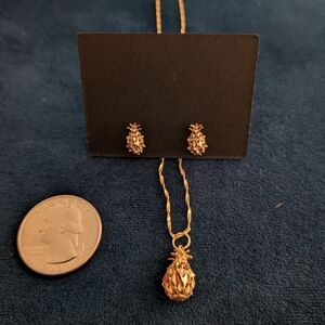 14K Gold Pineapple Jewelry Set